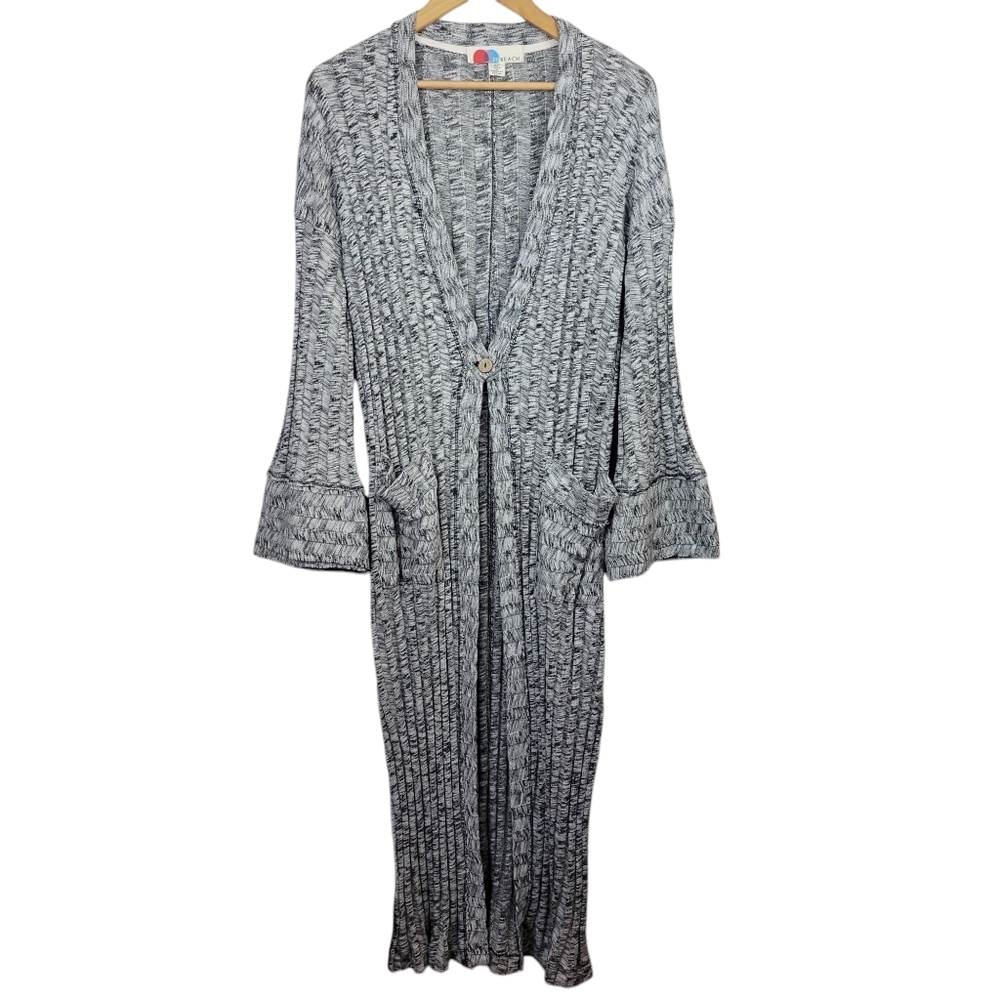 FP Beach Free People Beach Nights Cardigan Size S Ribbed Longline Maxi Duster - Picture 5 of 13